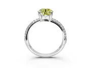 Solitaire Engagement Ring Setting for Fancy Yellow Round Cut Center with Multi-Row Pave Accents and Basket Head in Platinum