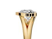 Solitaire Engagement Ring Setting for Heart-Shaped Center with V Split Shank and Bezel Head in Yellow Gold