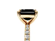Solitaire Engagement Ring Setting for Fancy Black Asscher Cut Center with Fine Pave Narrow Band and Prong Head in Yellow Gold