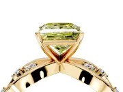 Solitaire Engagement Ring Setting for Fancy Yellow Princess Cut Center with Criss-Cross Accent Band and Prong Head in Yellow Gold