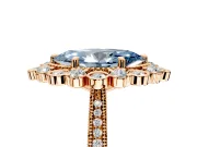 Milgrain Halo Engagement Ring Setting for Fancy Blue Marquise Center with Bezel Point Accents and Prong Head in Rose Gold
