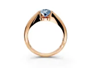 Tension Engagement Ring Setting for Fancy Blue Pear-Shaped Center with Wide Tapered Band and Tension Head in Rose Gold