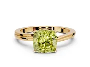 Solitaire Engagement Ring Setting for Fancy Yellow Cushion Cut Center with Plain Bypass Twist Band and Prong Head in Yellow Gold