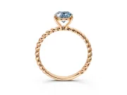 Solitaire Engagement Ring Setting for Fancy Blue Oval Center with 2-Strand Rope Twist Band and Prong Head in Rose Gold