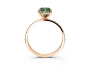 Solitaire Engagement Ring Setting for Fancy Green Cushion Cut Center with Pave Accents and Prong Head in Rose Gold