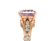 Solitaire Engagement Ring Setting for Fancy Pink Princess Cut Center with Marquise and Bezel Accents and Prong Head in Rose Gold