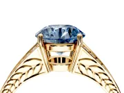 Split Shank Engagement Ring Setting for Fancy Blue Round Cut Center with Pave Split Shank and Prong Head in Yellow Gold