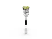 Cluster Engagement Ring Setting for Fancy Yellow Cushion Cut Center with 2-Row Shoulder Clusters and Prong Head in Platinum