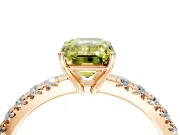 Solitaire Engagement Ring Setting for Fancy Yellow Emerald Cut Center with Large Accent Band and Prong Head in Rose Gold