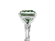 Solitaire Engagement Ring Setting for Fancy Green Princess Cut Center with Bezel Station Band and Prong Head in Platinum