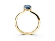 Hidden Halo Engagement Ring Setting for Fancy Blue Radiant Cut Center with Wide Flat Plain Band and Prong Head in Yellow Gold