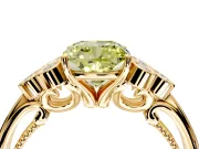 Cluster Engagement Ring Setting for Fancy Yellow Cushion Cut Center with Bezel Accent Clusters and Prong Head in Yellow Gold