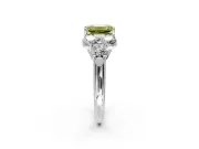 Cluster Engagement Ring Setting for Fancy Yellow Emerald Cut Center with Round Cut Accent Frame and Prong Head in Sterling Silver