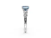5 Stone Engagement Ring Setting for Fancy Blue Asscher Cut Center with Graduated Accents and Prong Head in Sterling Silver