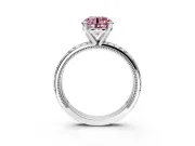 Solitaire Engagement Ring Setting for Fancy Pink Round Cut Center with Milgrain X Pattern Band and Prong Head in Platinum