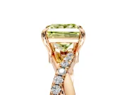 Solitaire Engagement Ring Setting for Fancy Yellow Princess Cut Center with Half-Pave Crossover Band and Prong Head in Rose Gold