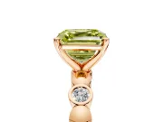 Solitaire Engagement Ring Setting for Fancy Yellow Asscher Cut Center with Beaded Bezel Station Band and Prong Head in Rose Gold