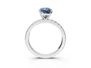 Solitaire Engagement Ring Setting for Fancy Blue Radiant Cut Center with Fine Pave Band and Claw Prong Head in Platinum