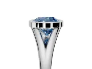Solitaire Engagement Ring Setting for Fancy Blue Cushion Cut Center with V Split Shank and Bezel Head in White Gold