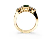5 Stone Engagement Ring Setting for Fancy Green Emerald Cut Center with Equal Close-Set Accents and Prong Head in Yellow Gold