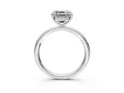 Hidden Halo Engagement Ring Setting for Asscher Cut Center with Thin Rounded Band and Prong Head in White Gold