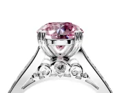 Solitaire Engagement Ring Setting for Fancy Pink Round Cut Center with Channel Band and Double Claw Prong Head in White Gold