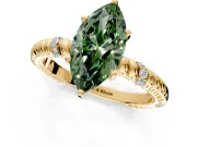 Rope Engagement Ring Setting for Fancy Green Marquise Center with Accent Shoulders and Prong Head in Yellow Gold