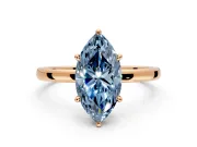 Hidden Halo Engagement Ring Setting for Fancy Blue Marquise Center with Plain Band and Tall Prong Head in Rose Gold