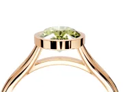 Solitaire Engagement Ring Setting for Fancy Yellow Oval Center with V Split Shank and Bezel Head in Rose Gold