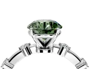 Solitaire Engagement Ring Setting for Fancy Green Round Cut Center with Bezel Station Band and Prong Head in Platinum