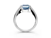 Tension Engagement Ring Setting for Fancy Blue Asscher Cut Center with Wide Tapered Band and Tension Head in Sterling Silver