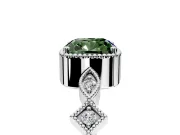 Milgrain Bezel Engagement Ring Setting for Fancy Green Cushion Cut Center with Marquise Stations and Bezel Head in Platinum