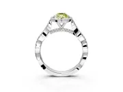 Halo Engagement Ring Setting for Fancy Yellow Marquise Center with Twist Band and Prong Head in Sterling Silver