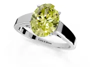 Solitaire Engagement Ring Setting for Fancy Yellow Oval Center with Tapered Split Shoulders and Prong Head in Platinum
