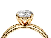 Solitaire Engagement Ring Setting for Oval Center with Scrollwork Band and Prong Head in Yellow Gold