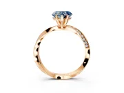 Side Accent Engagement Ring Setting for Fancy Blue Heart-Shaped Center with Accent Shoulders and Prong Head in Rose Gold