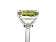Minimalist Solitaire Engagement Ring Setting for Fancy Yellow Emerald Cut Center with Thin Band and Prong Head in Platinum