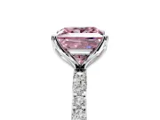 Solitaire Engagement Ring Setting for Fancy Pink Princess Cut Center with Fine Pave Accents and Prong Head in White Gold
