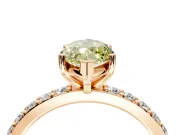 Solitaire Engagement Ring Setting for Fancy Yellow Marquise Center with Round Cut Pave Band and Prong Head in Rose Gold