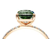 Solitaire Engagement Ring Setting for Fancy Green Radiant Cut Center with Pave Accents and Prong Head in Rose Gold