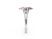 Solitaire Engagement Ring Setting for Fancy Pink Marquise Center with V Split Shank and Bezel Head in Sterling Silver