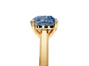 Solitaire Engagement Ring Setting for Fancy Blue Cushion Cut Center with Flat-Sided Plain Band and Prong Head in Yellow Gold