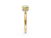 Hidden Halo Engagement Ring Setting for Fancy Yellow Princess Cut Center with Plain Rounded Band and Prong Head in Yellow Gold