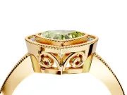 Halo Engagement Ring Setting for Fancy Yellow Heart-Shaped Center with Milgrain Halo, Pave Band and Prong Head in Yellow Gold