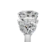 Leaf Cluster Engagement Ring Setting for Oval Center with Marquise Accents and Prong Head in Platinum