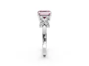 Floral Engagement Ring Setting for Fancy Pink Asscher Cut Center with Marquise Cluster Shoulders and Prong Head in White Gold