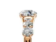 5 Stone Engagement Ring Setting for Round Cut Center with Graduated Accents and Prong Head in Rose Gold