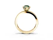 Milgrain Pave Engagement Ring Setting for Fancy Green Marquise Center with Accent Band and Prong Head in Yellow Gold