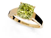 Solitaire Engagement Ring Setting for Fancy Yellow Cushion Cut Center with Tapered Split Shoulders and Prong Head in Yellow Gold