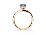 Solitaire Engagement Ring Setting for Fancy Blue Cushion Cut Center with Fine Pave Band and Prong Head in Rose Gold